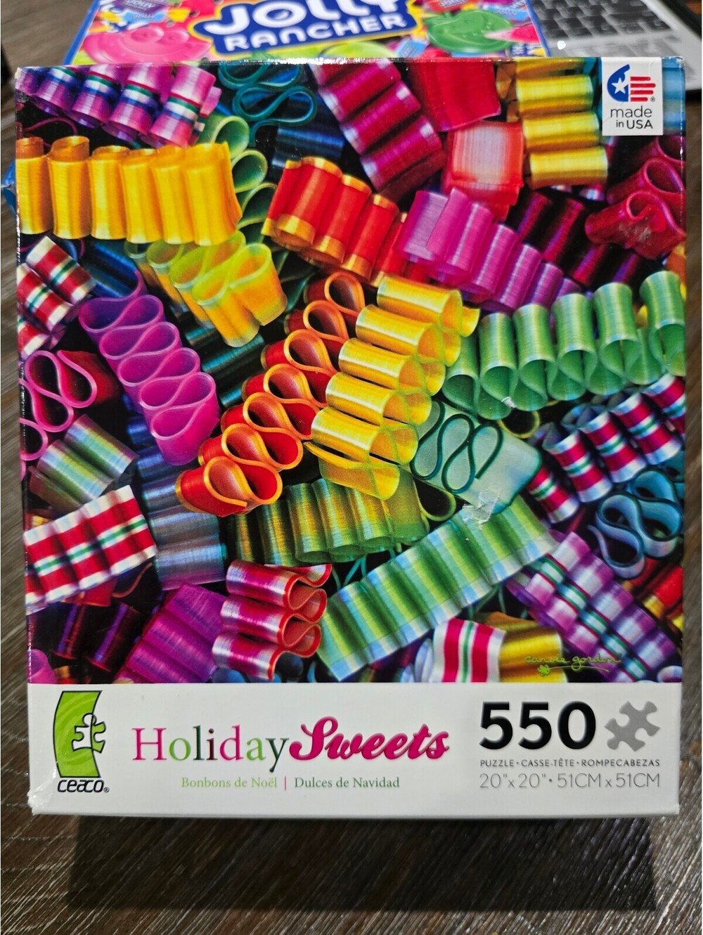 Ceaco Holiday Sweets Ribbon Candy 550 Pc Jigsaw Puzzle Carole Gordon Complete